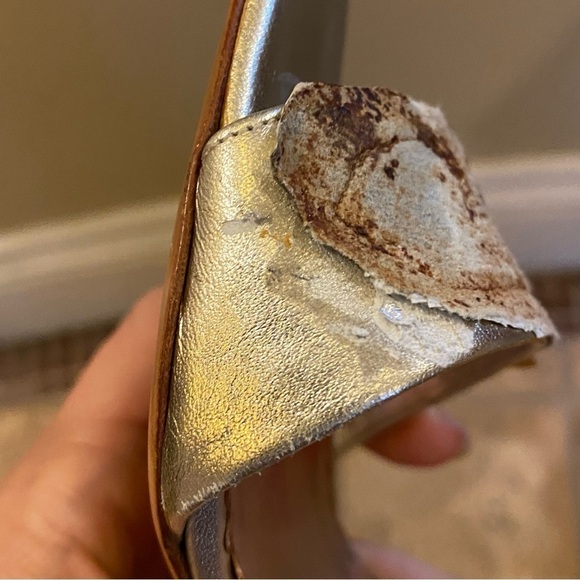 SACCO Women Animal Print Leather Light Gold Ankle Strap Shoes Size 36 - Picture 8 of 14